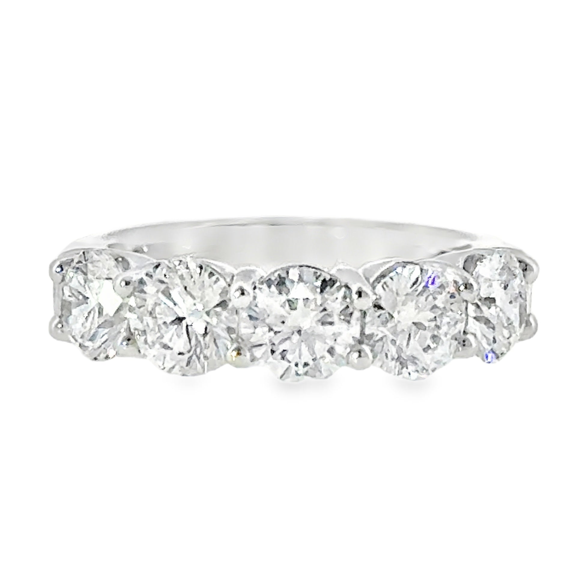 14 Karat White Gold Anniversary Ring with Five (5) Round Cut Lab Created Diamonds, 3.01ctw