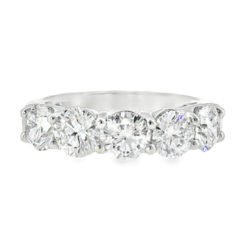 14 Karat White Gold Anniversary Ring with Five (5) Round Cut Lab Created Diamonds, 3.01ctw