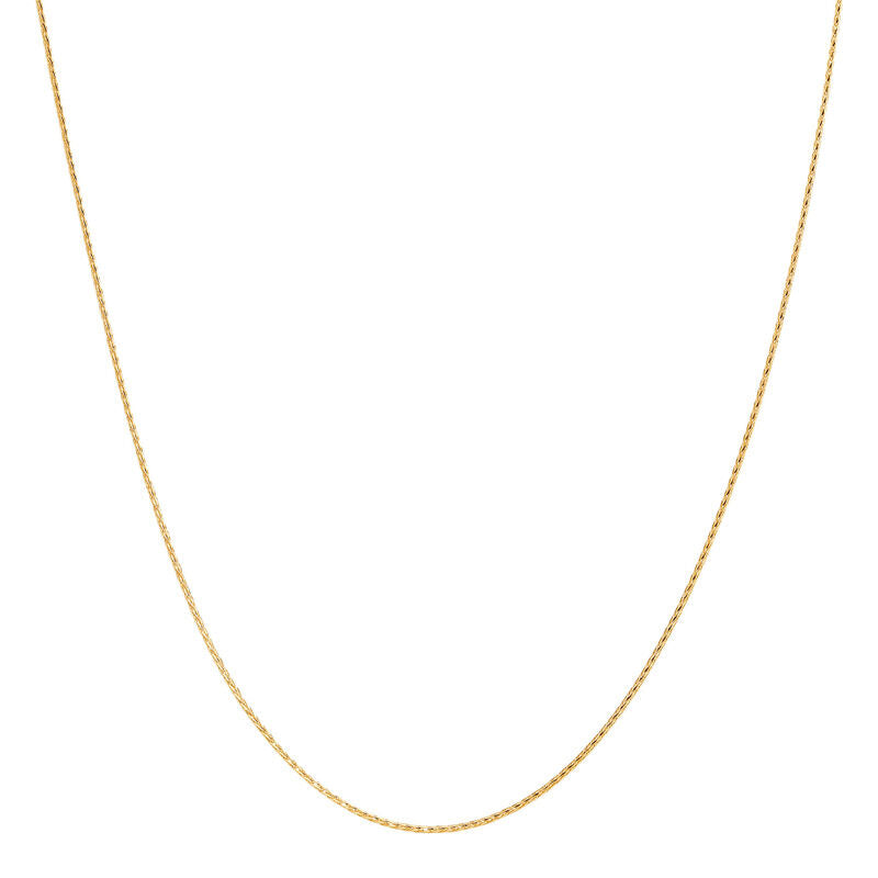 Yellow 14 Karat Diamond Cut .75Mm Solid Wheat, Round, Twelve Sided Chain Length 18