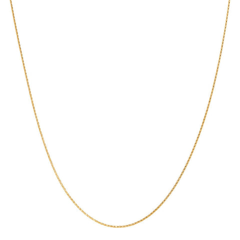 Yellow 14 Karat Diamond Cut .75Mm Solid Wheat, Round, Twelve Sided Chain Length 18