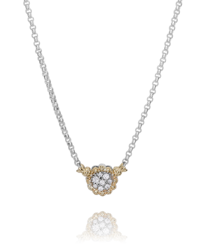 Cluster Circle Pendant Necklace | 14k Yellow/White Sterling Silver