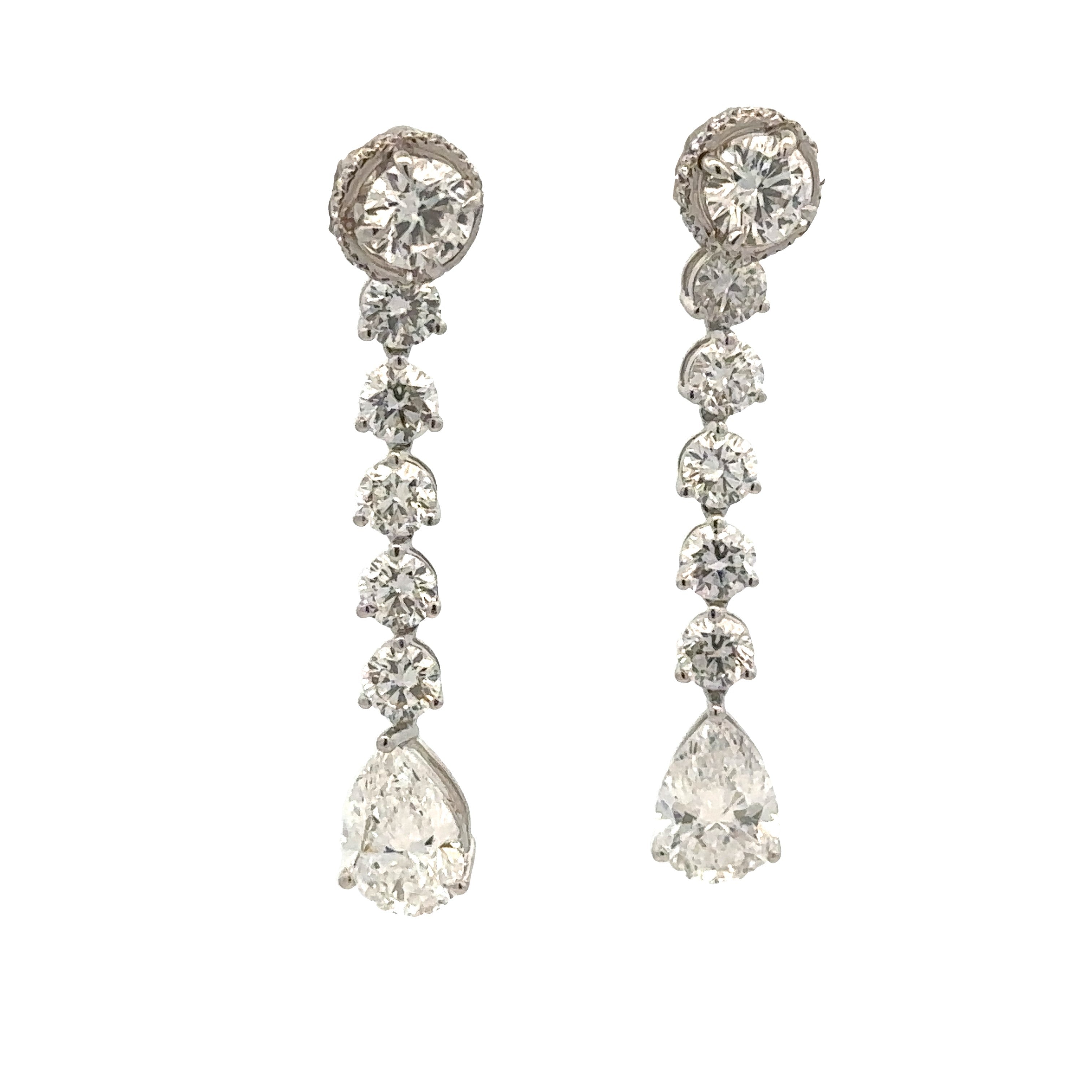 Lady's White 14 Karat Three In One, Dangle Lab Created Earrings 5.50tw