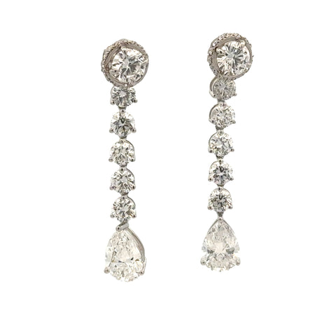 Lady's White 14 Karat Three In One, Dangle Lab Created Earrings 5.50tw