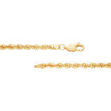 Yellow 14 Karat 3Mm Solid Glitter, Rope Chain Length 20