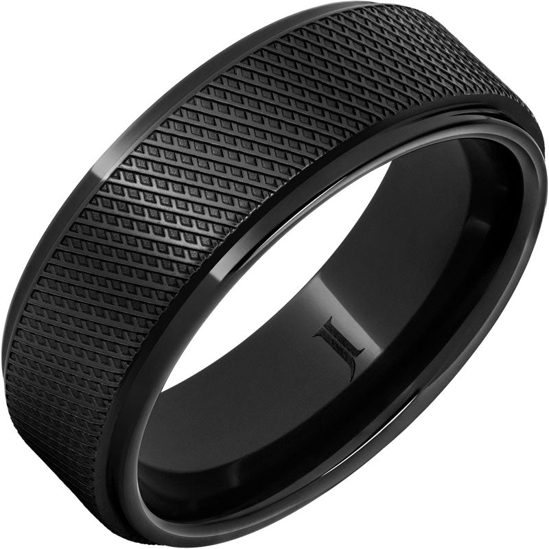Gent's Black Ceramic 8Mm Hockey Puck Gents Ring Size 10.5