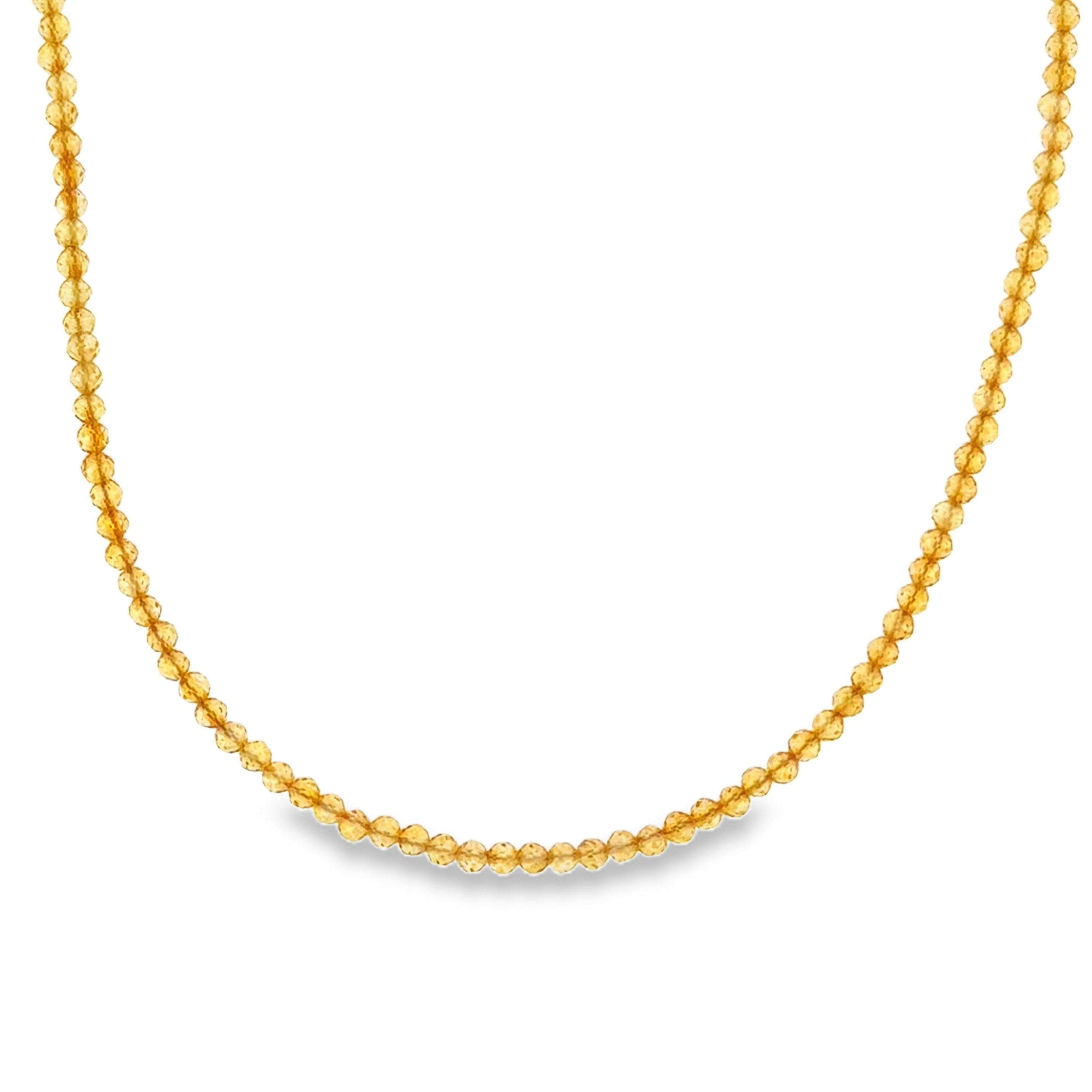 Sterling Silver 2.5mm Faceted Citrine Bead Necklace