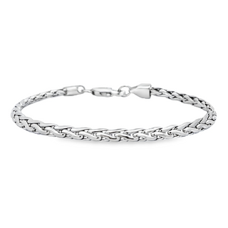 White Stainless Steel 5Mm Spiga Chain Bracelet, 8.5" Fashion Jewelry