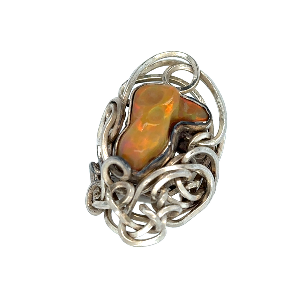 Ethiopian Opal Nugget Wire Wrapped Ring | 925 Sterling Silver