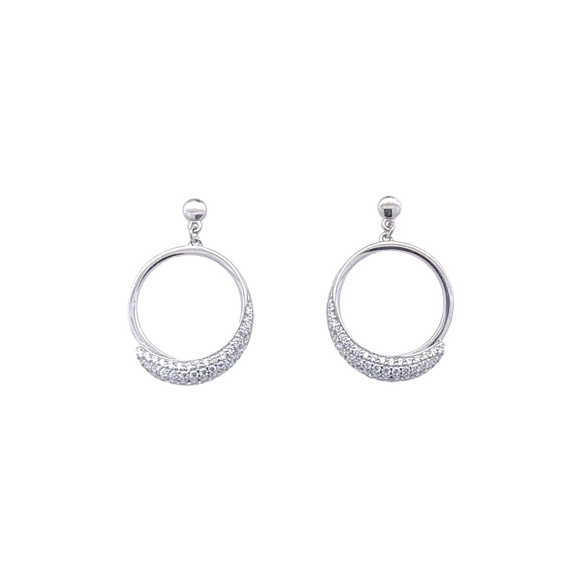 Circle Dangle Earrings | White Sterling