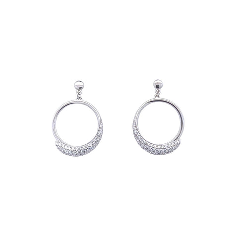 Circle Dangle Earrings | White Sterling