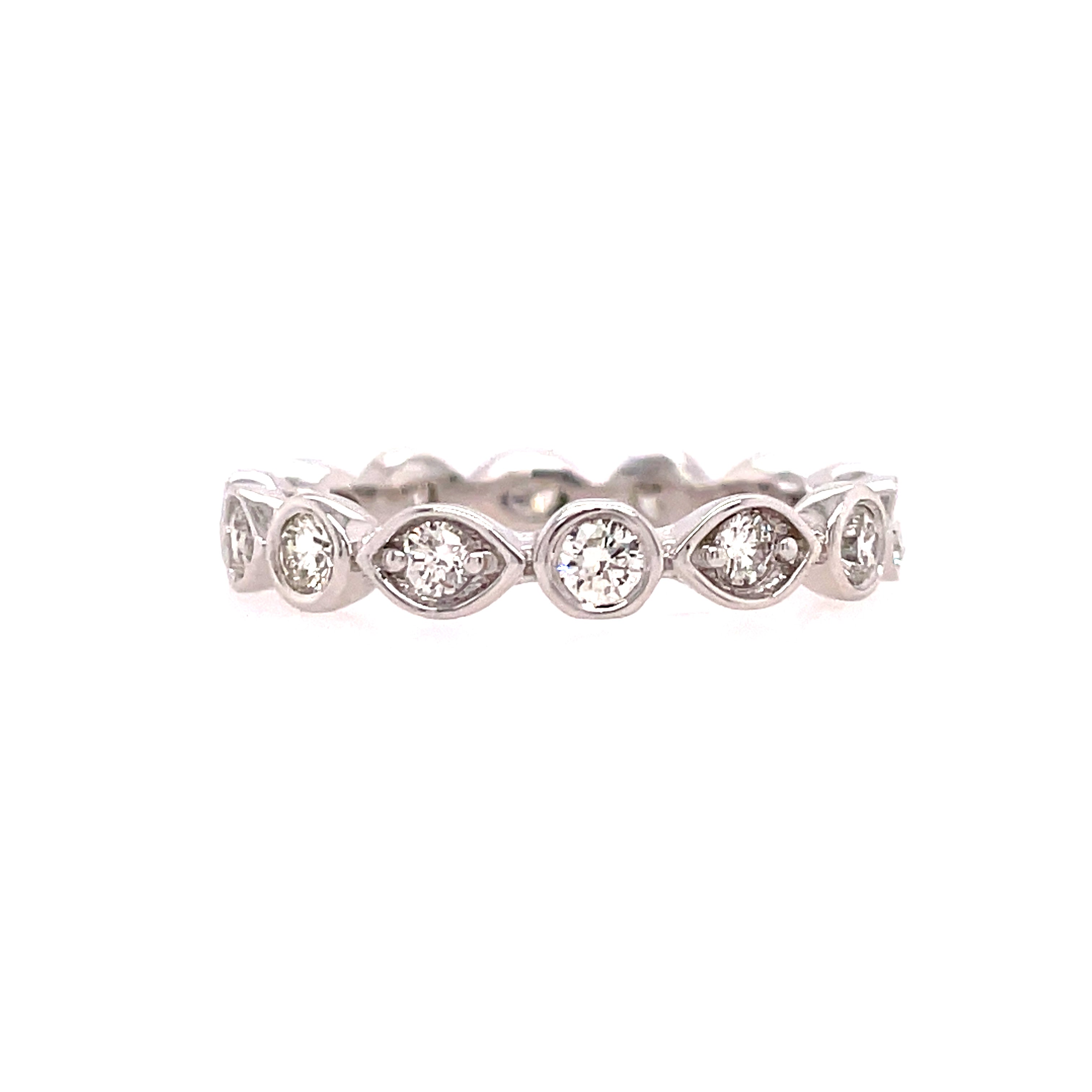 Lady's White 14 Karat Bezel, Eternity Anniversary Ring Size 6.5 With 0