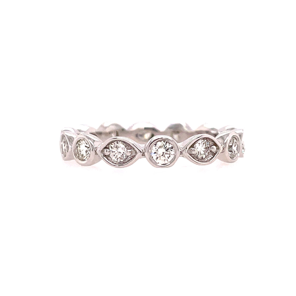 Lady's White 14 Karat Bezel, Eternity Anniversary Ring Size 6.5 With 0