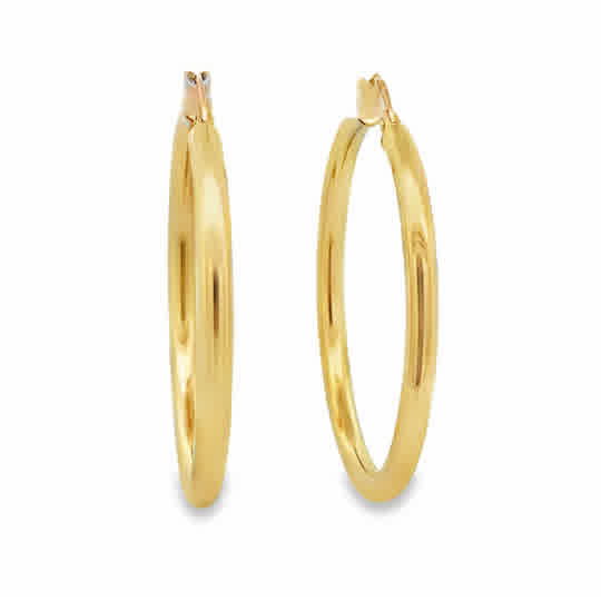Lady's Yellow 14 Karat 3 X 40Mm Tube Hoop Earrings