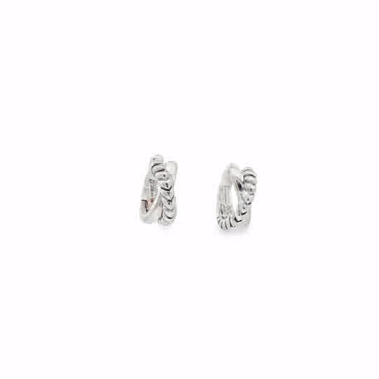 Lady's White Sterling Silver Twist Crossover Hoop Earrings