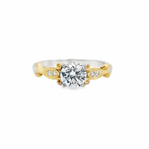 Tt 14 Karat Vintage Ring With One = Round Cubic Zirconium And = 0.05Tw