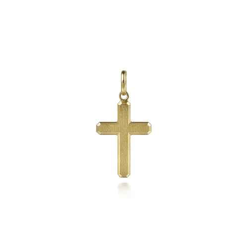 Yellow 14 Karat Brushed Simple Cross