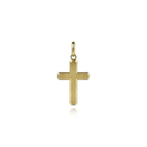 Yellow 14 Karat Brushed Simple Cross