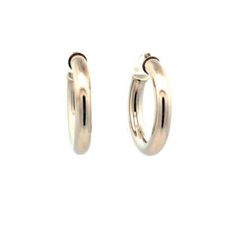 Lady's White 14 Karat 4X25mm Tube Hoop Earrings
