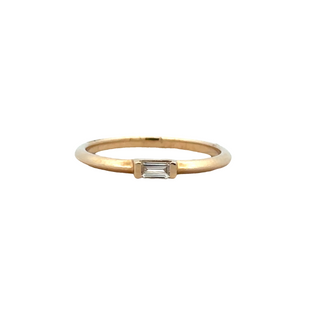 Lady's White 14 Karat East To West Fashion Ring Size 6.5 With One 0.1C