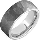 White Sandblast Serinium 8Mm Flat Chisel Wedding Band Size 9