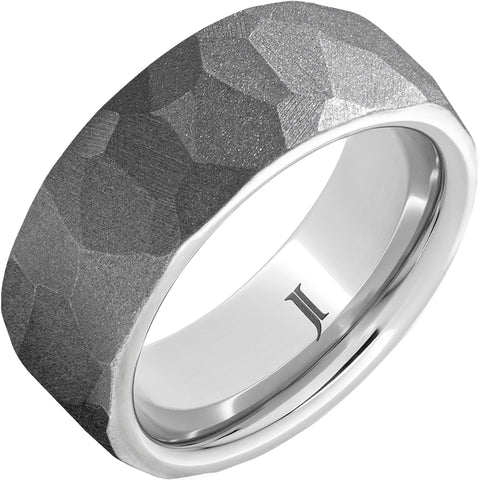White Sandblast Serinium 8Mm Flat Chisel Wedding Band Size 9