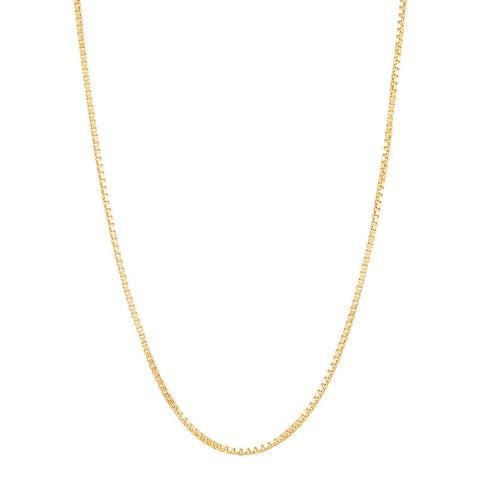 Yellow 14 Karat Diamond Cut 1.1Mm Solid Box Chain, Adjustable Chain Length 20