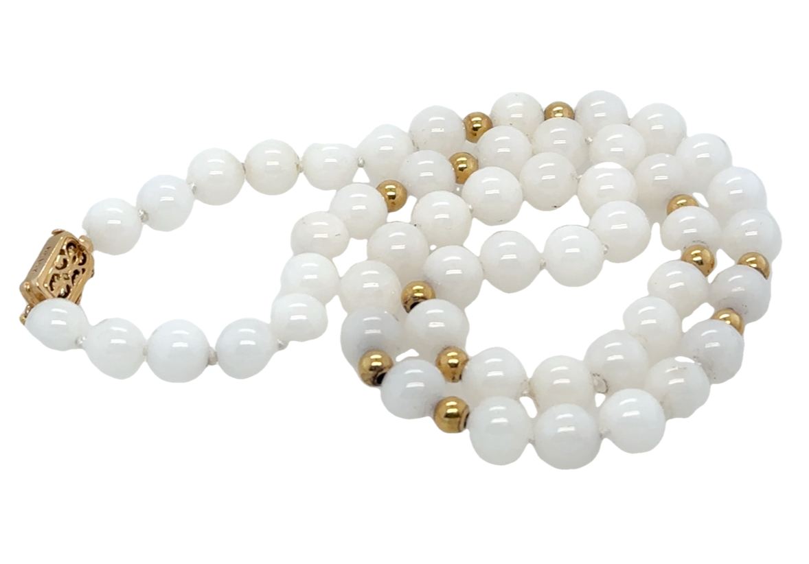 White Jade Necklace | 14k Yellow