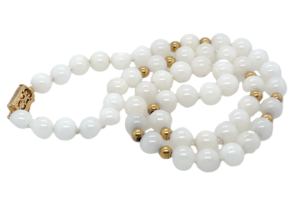 White Jade Necklace | 14k Yellow