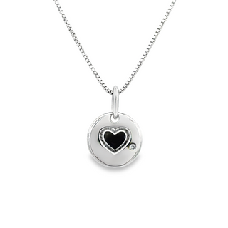 White Sterling Silver Engraved Heart Pendant Length 18 With One = 0.01
