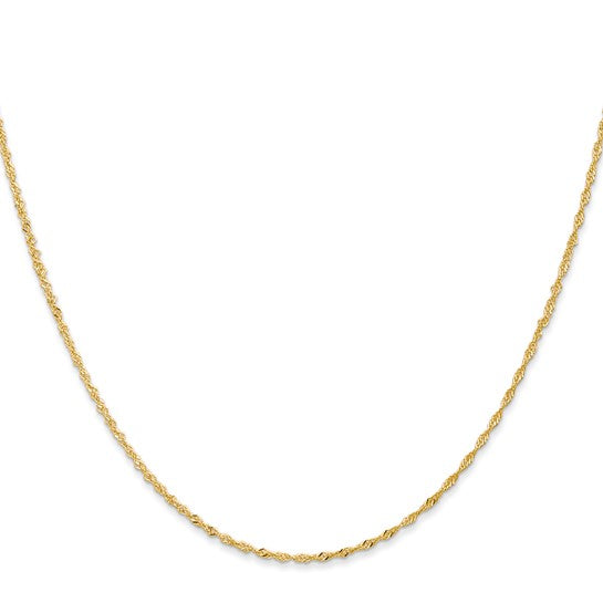 Yellow 14 Karat 1Mm Singapore Chain Length 18