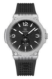 Silver Steel Case with Dark  Silicone Strap Glock Watch