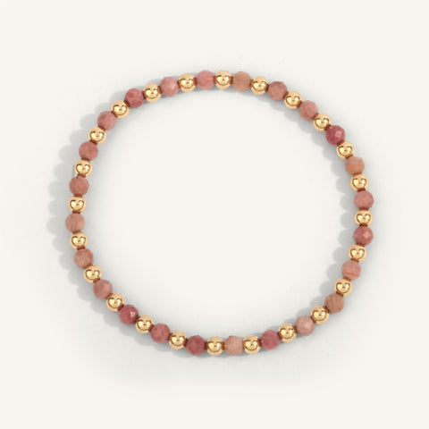 4mm Rhodonite with Alternating Gold Filled Beads Bracelet 7''