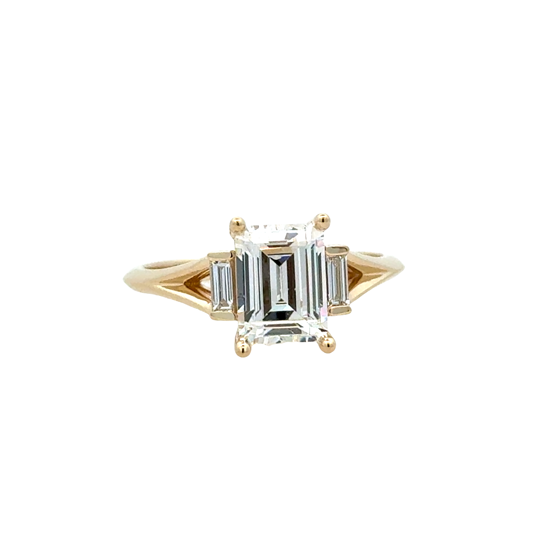 Modern Three Stone Ring | 14k Yellow