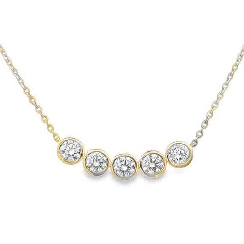 Lady's Yellow 14 Karat Stationary, Bezel Set Lab Created Necklace With