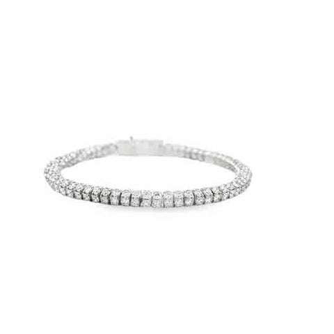 Lady's White 14 Karat Round, Linked Lab Created Bracelet 385 = 14.05tw