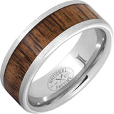 White Serinium Stone 8Mm Flat Band With 5Mm Hickory Wedding Band Size 10.5