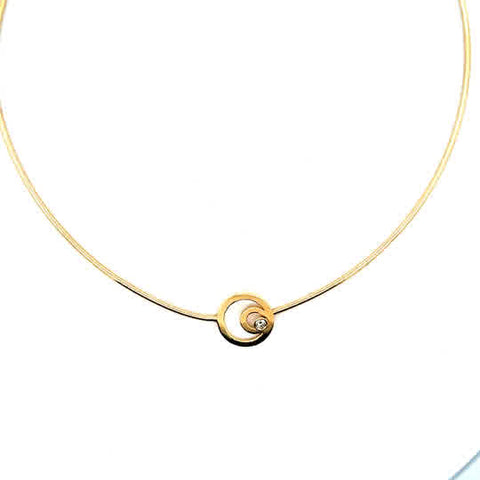 Circle With Bezel Necklace | 14k Yellow