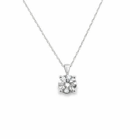 Four Prong Solitaire Pendant | 14k White