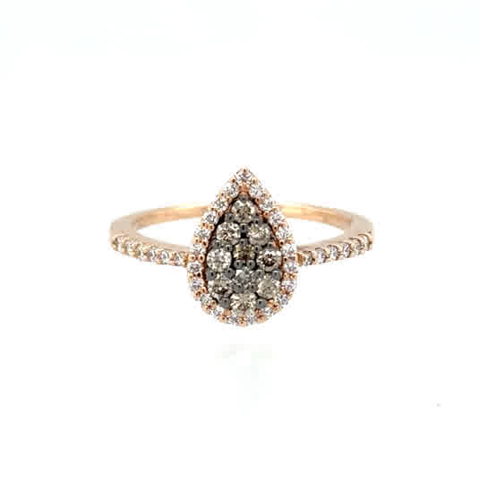 Pear Shaped Halo Fashion Ring | 14 Rose