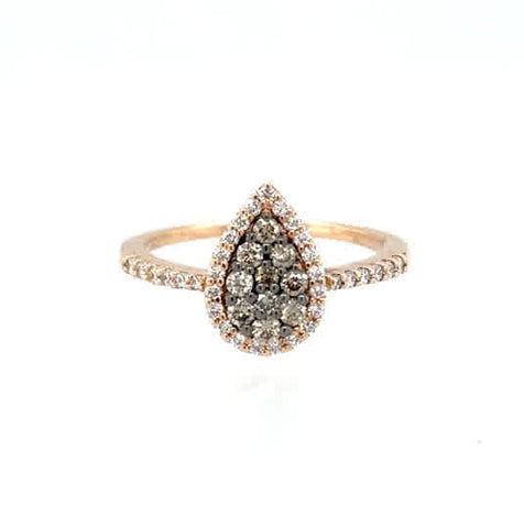 Pear Shaped Halo Fashion Ring | 14 Rose