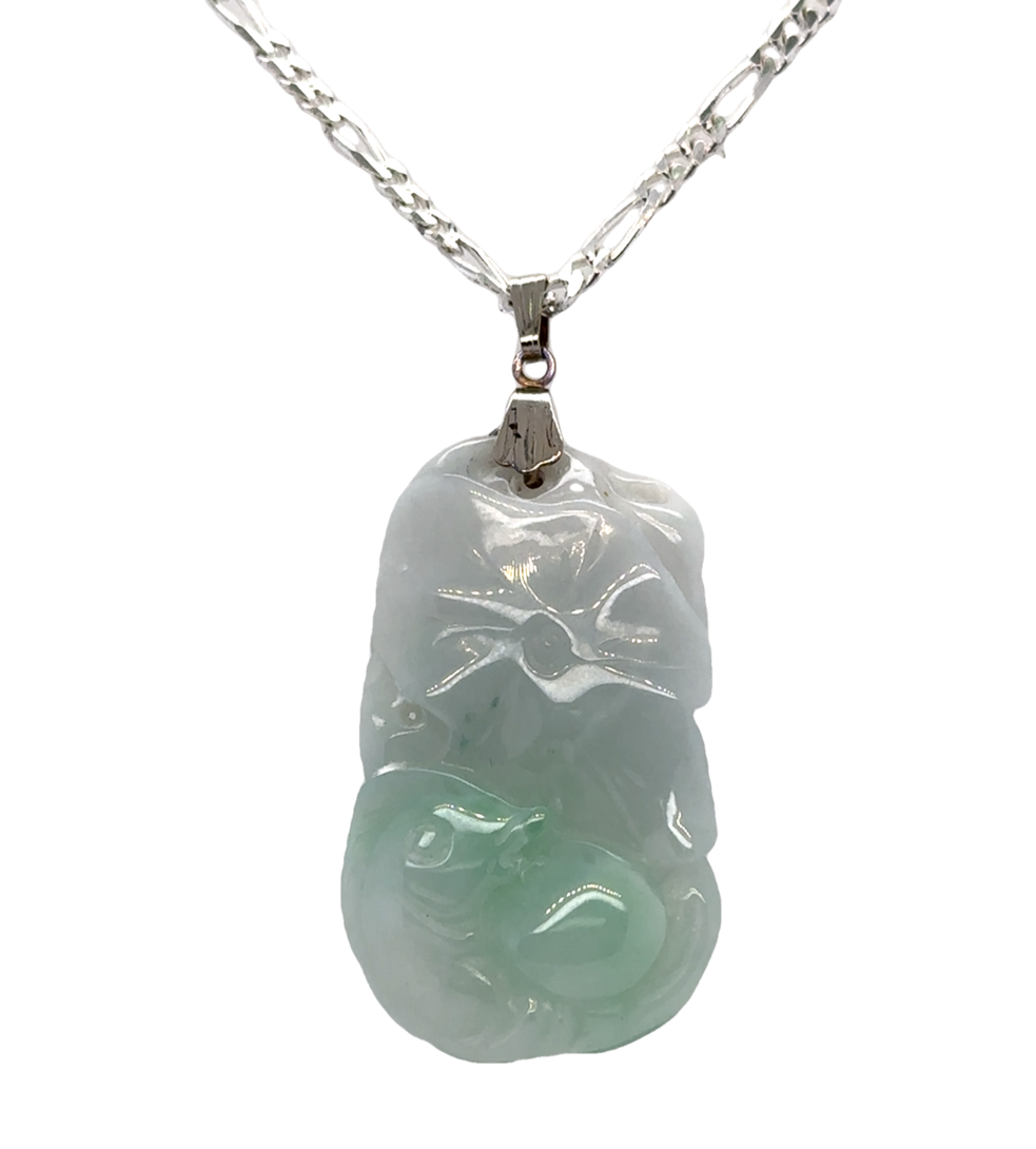 Carved Jadeite Flower | 925 Sterling Silver