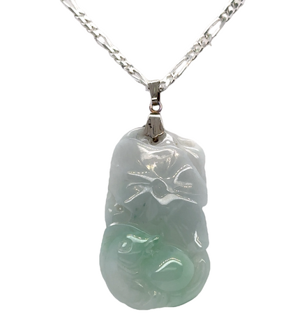 Carved Jadeite Flower | 925 Sterling Silver