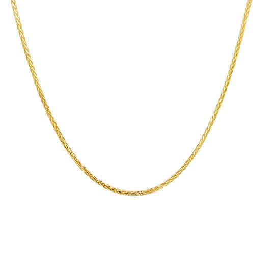 Yellow 14 Karat 1Mm Solid Spiga Wheat Chain Length 18