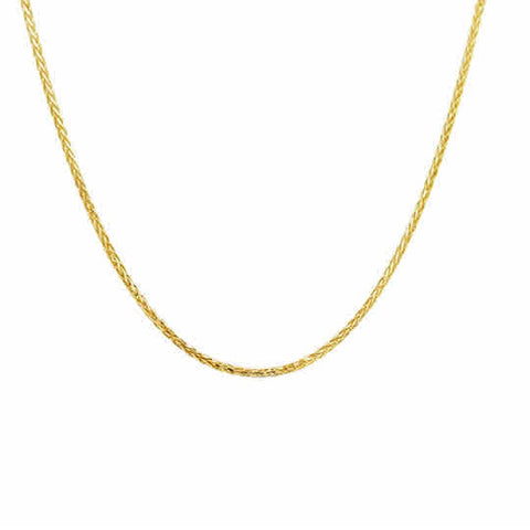 Yellow 14 Karat 1Mm Solid Spiga Wheat Chain Length 18