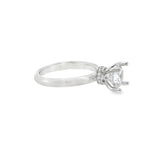14 Karat White Gold Solitaire with Round Cubic Zirconium And .09ctw Round Brilliant Cut Diamonds