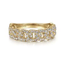 Lady's Yellow 14 Karat Chain Link Fashion Ring Size 6.5 With = 0.50Tw