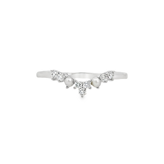 Curved Pearl Fashion Ring | 14k White