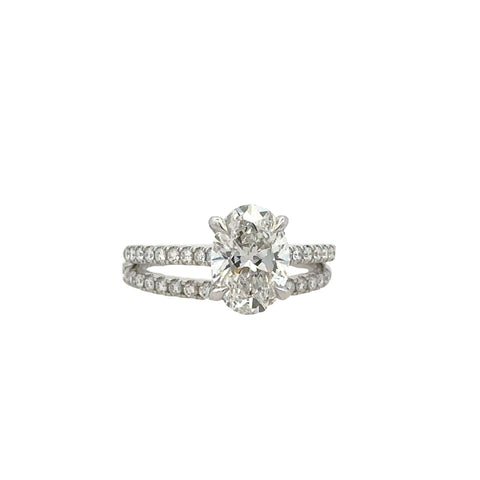 Cathedral Ring | 14k White (2.04ct Oval)