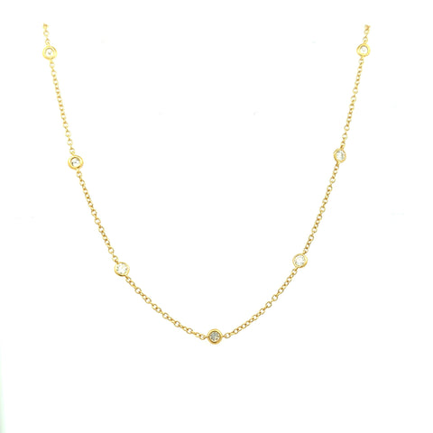 Lady's Yellow 18 Karat Bezel Set, Diamond By The Inch Necklace Length