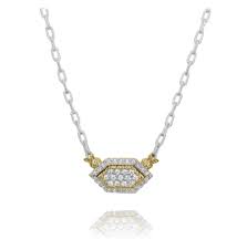 Lady's Yellow/White 14K/Ss Horizontal, Pave' Necklace Length 18 With 0.31Tw Round G/H Si1 Diamonds